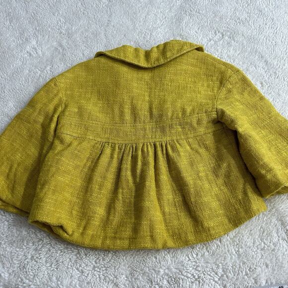 Anthropologie Tibi Sz 2 Yellow Linen Swing Blazer Cropped Chic Career Wow Y2K - Picture 2 of 8